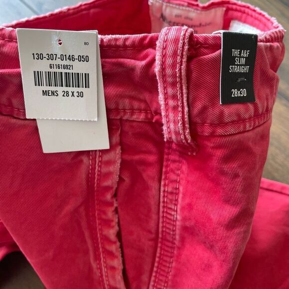 NWT Abercrombie and Fitch Mens Slim‎ Straight Chino Red Pants 28x30 - Picture 6 of 13